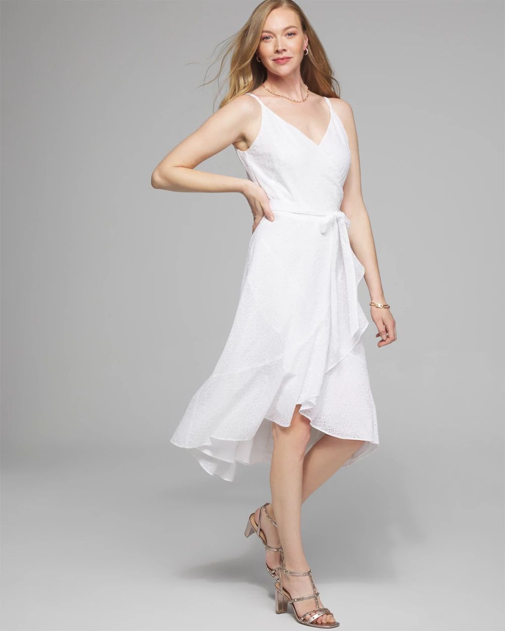 Outlet WHBM Sleeveless Eyelet Wrap Dress White House Black Market